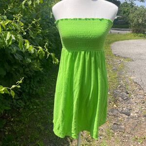 Y2K Terry Towel Dress Cover up Neon Green ,Strapless